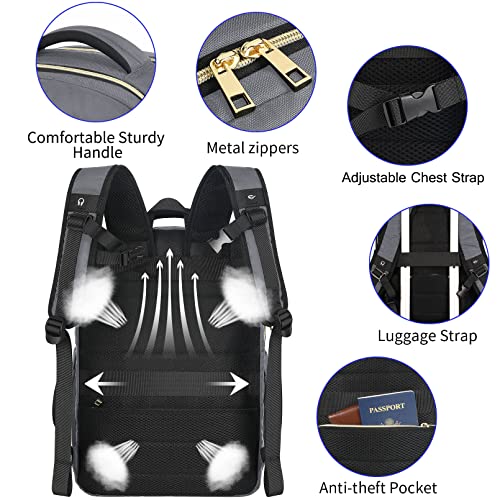 Travel Laptop Backpack for Women Men, Business Anti Theft TSA Friendly Laptops Backpack with USB Charging Port,Water Resistant Computer Bag Fits 15.6 Inch Laptops,Grey4