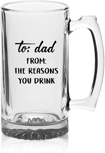 Your Dream Party Shop To Dad From The Reasons You Drink Beer Glass - Vaso de cerveza de 16 onzas - Regalos divertidos para papá de hijo o hija -