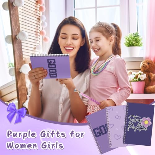 Carnet de motivation à spirale violet et accessoires pour rester positif