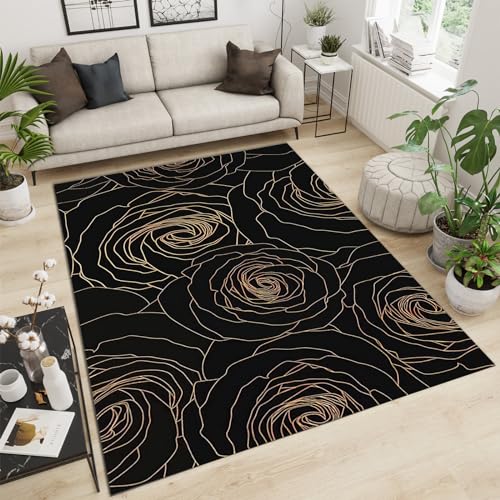 QDJKBL Tapis de Zone de Ligne Rosette, Tapis de Ligne Simple Courbe 3D, Tapis d'appartement avec Motif Clair et Tapis de Pied Confortable pour Porche de...