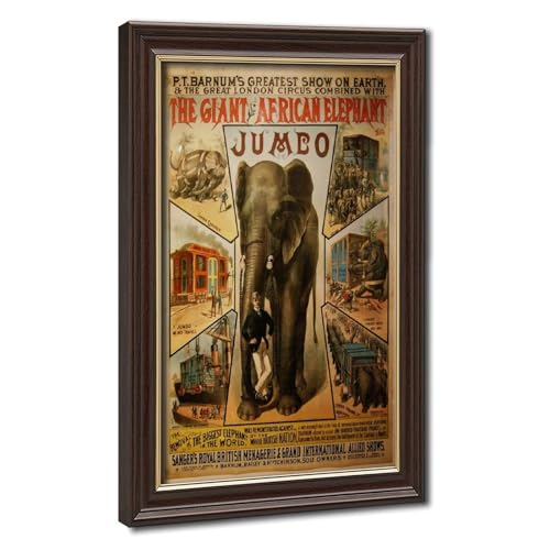 Impression sur toile de cirque vintage P.T. Barnum cadre bois 30x45 cm