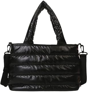 Bolsa de ombro feminina acolchoada leve e acolchoada de grande capacidade bolsa transversal com zíper versátil casual Wint