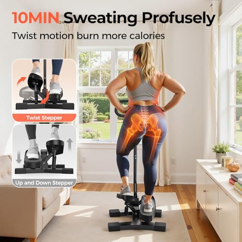 Image of SPORTSROYALS Stair Stepper,Twist /Mini Stepper for Exercise at Home,Step Machine with Resistance Bands for Full Body Workout, 350lbs+ Capacity