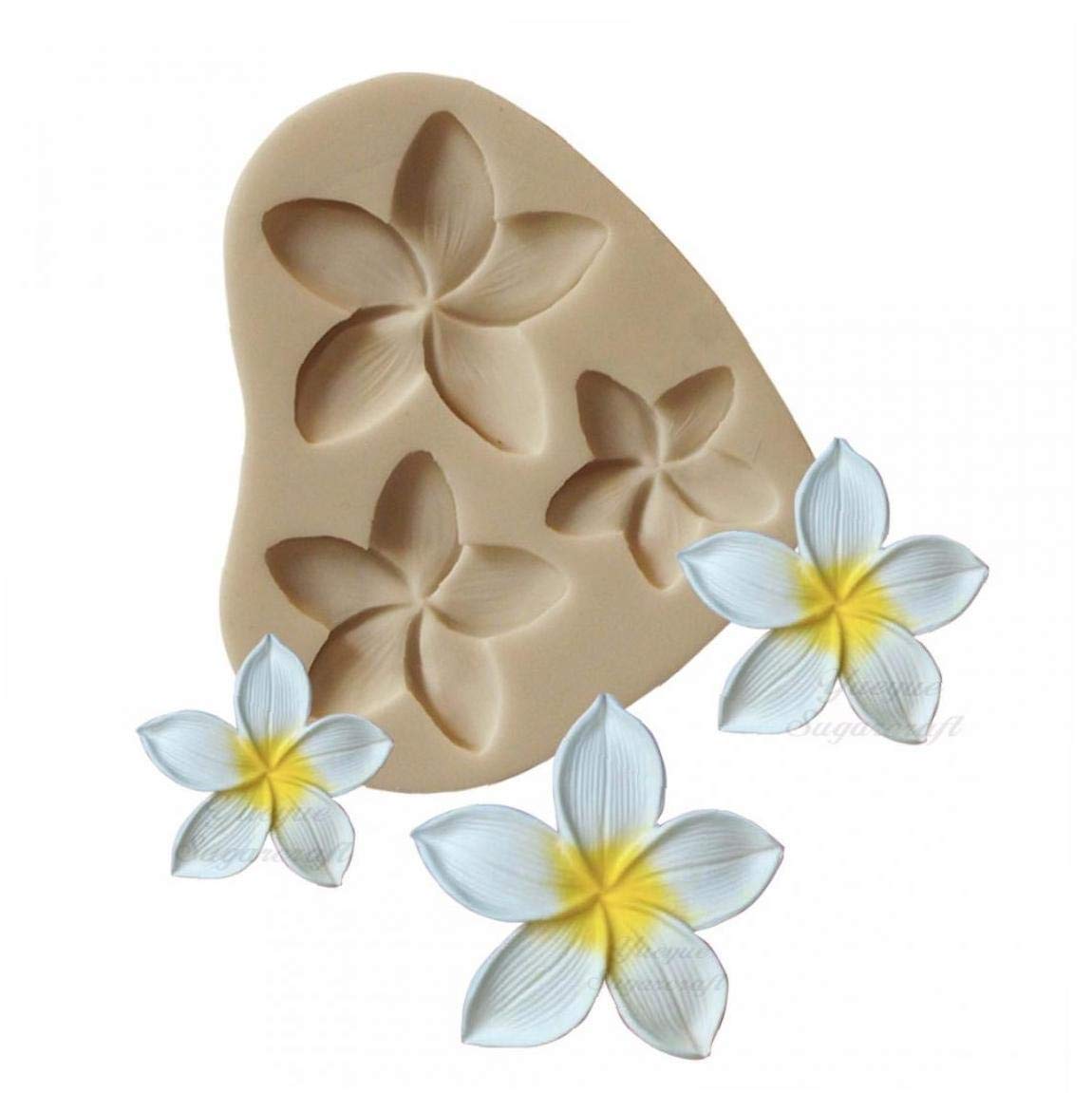 Lankater Beige Plumeria Flower Silicone Mold Fondant Chocolate Sugarcraft Baking Decor Moulds