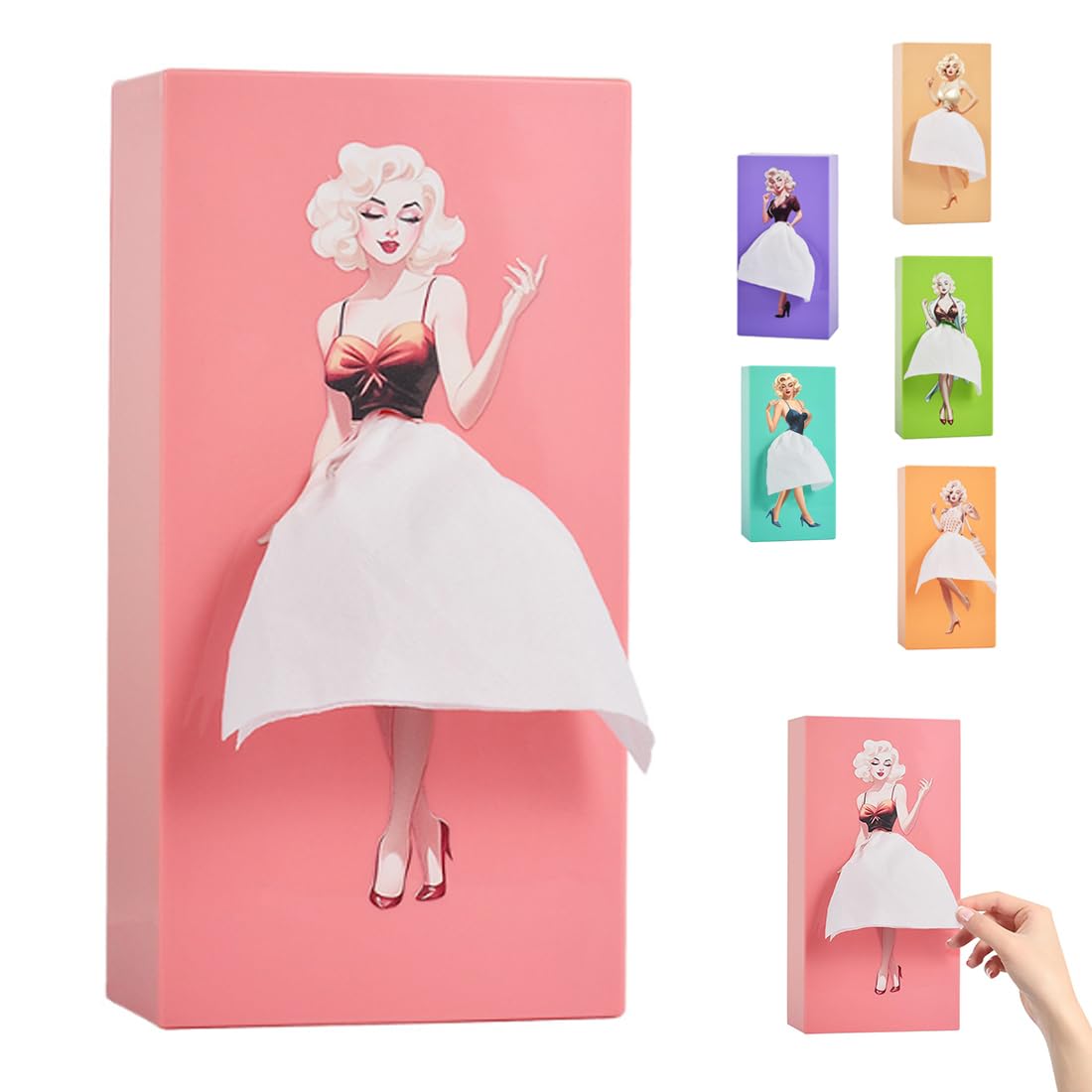 Taschentuchbox-Abdeckung, kreatives Rock-Design, Taschentuchbox, wasserdicht, Retro, ausziehbar, geeignet für Schlafzimmer, Wohnzimmer, Büro (Rosa)