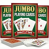 Giant 5 x 7 Inch Playing Cards - (Pack of 3 Decks) Full Big Decks of Jumbo Poker Index Playing Card Set, Each Deck is Perfect for Casino Theme Game Night and Magic Party Supplies