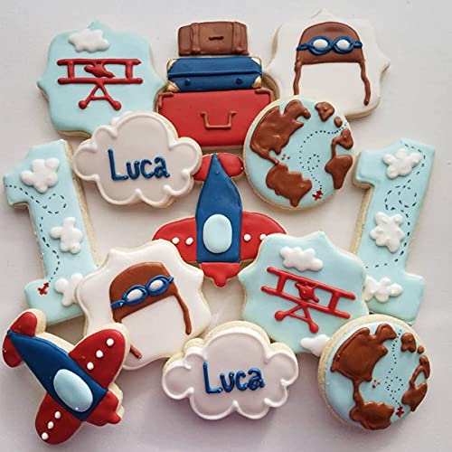 Plane Cookie Cutters Set - 7Pcs Airplane Travel And Flying Stainless Steel Cutter Mold For Kitchen Baking Airplane, Cloud Shape Anniversary Birthday Wedding Party Supplies #TOP2