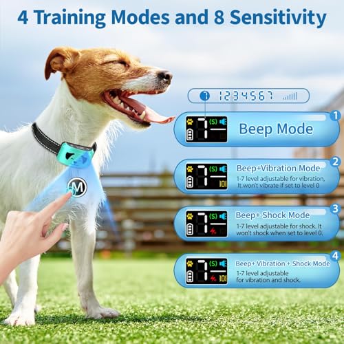 BXQ Dog Bark Collar for Large Dogs/Anti Barking Devices for Medium Dog, Rechargeable Smart Dog No-Bark Training Collar with 8 Adjustable Sensitivity Vibration Beep, Easy to Use Outdoor, Gold — view 2