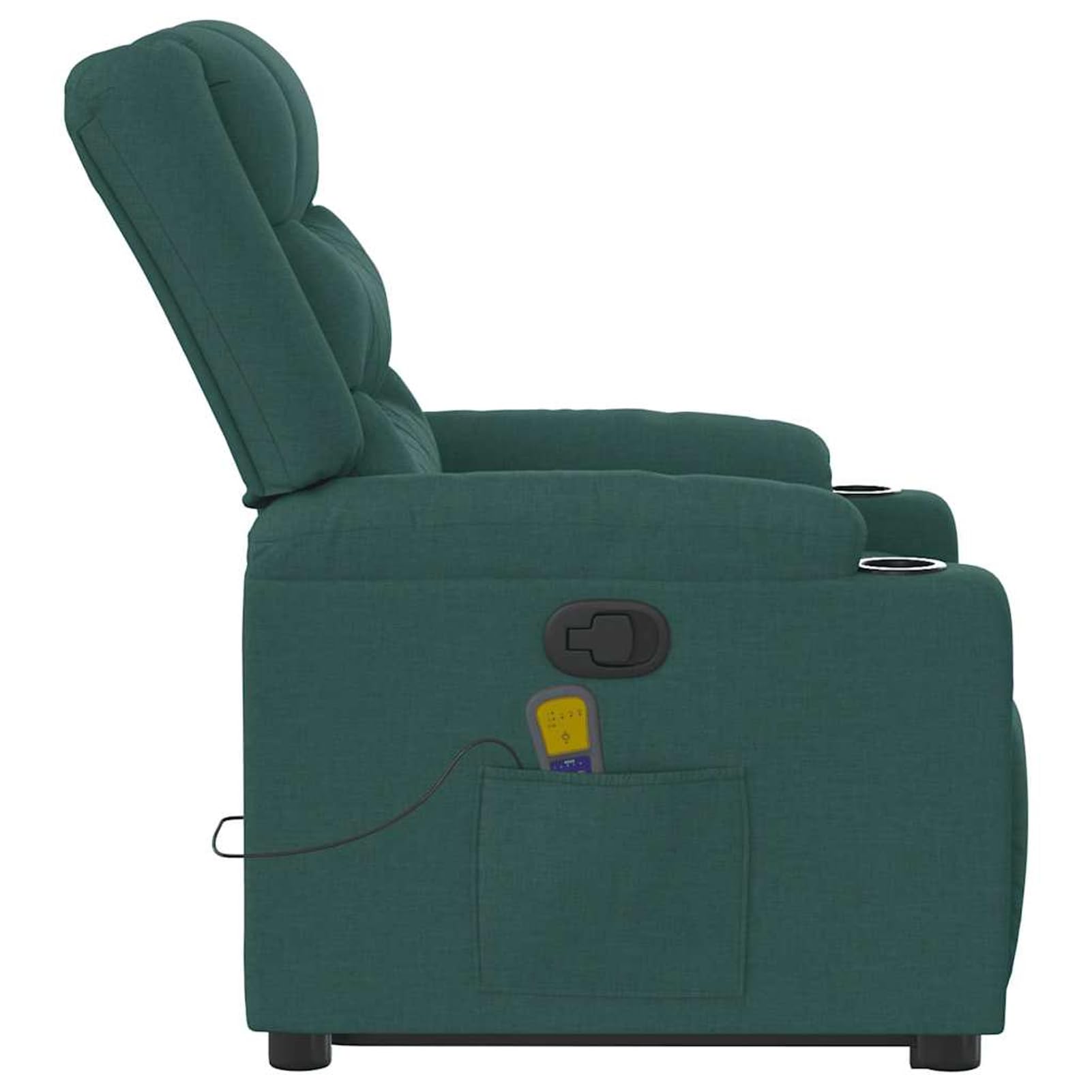 Homgoday Poltrona Massaggiante Alzapersona Manuale Verde Scuro Tessuto 77x93x99 cm 6 Punti Massaggio