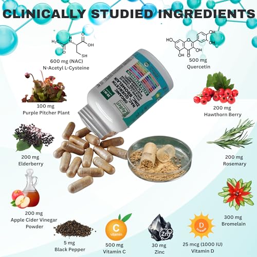 Image of NAC-n-acetyl cysteine- Quercetin Zinc Bromelain Supplement | Extra Strength with Vit C, D3, Apple Cider Vinegar, Elderberry, Hawthorn Berry, Turmeric | Immune Support|120 Vegan Capsules | USDA Organic