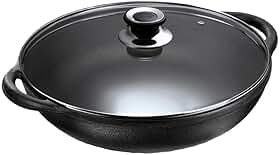 Panela Parmegiana Ferro Fundido 28x13cm 3L com Tampa de Vidro Panela Mineira Compatível com Indução, Gás, Elétrico, Lenha, Vitrocerâmico e Forno