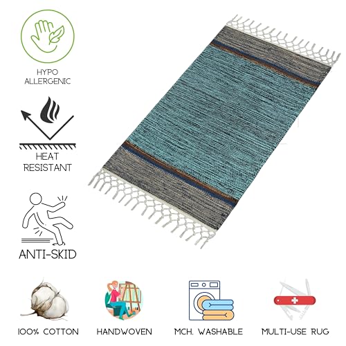 Image of Anti Slip Rectangular Door Mat, Pure Cotton, 40X60 Cm, Water Absorbing, Machine Washable Floor Mats, Best Use In Bathroom, Kitchen, Bedroom Etc. Multicolor. Pack Of 3