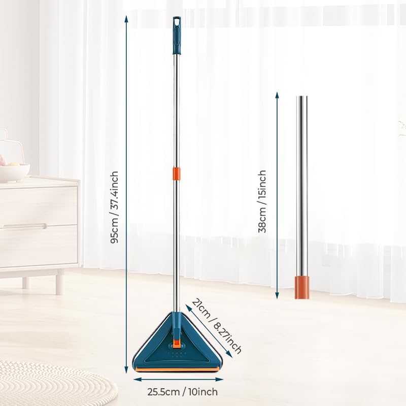Wall Cleaner Mop with Long Handle, 2025 Upgrade 360° Rotatable Adjustable Triangle Cleaning Mop, Extendable Wall Washer Cleaner Tool for Floor, Walls, Ceilings and Baseboards (White, Set B)