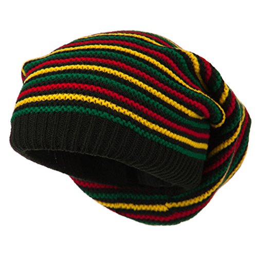 Rasta Striped Multi Deep Beanie - Rasta OSFM