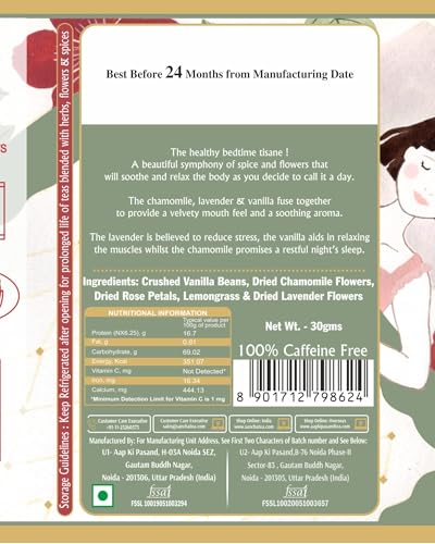 Image of Sancha Tea Boutique, Sleeping Beauty Tea, Caffeine Free Herbal Tisane for Sleep, Great for Bedtime, Blend of Vanilla /Rose /Lavender /Chamomile Flowers, 30g (Pack of 2)