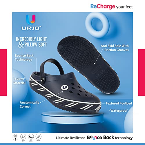 Image of URJO Tread Men's Clogs /Sandals with Adjustable Back Strap Ultra Soft & Flexibility Anti Skid Comfortable Waterproof Daily Mules Clogs /Sandals for Men