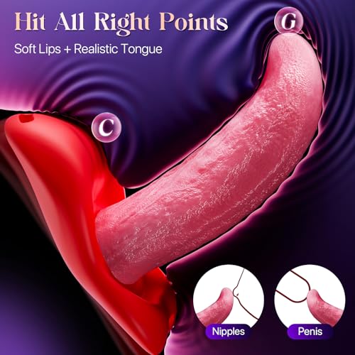 Image of BIG SHOCKED Female Sex Toys Wearable Vibrator - Realistic Tongue Licking Women Couples Sex Toys, APP Remote Control Adult Toys with 9 Vibrations Double-Ended Dildos for G Spot Vibrating Panties