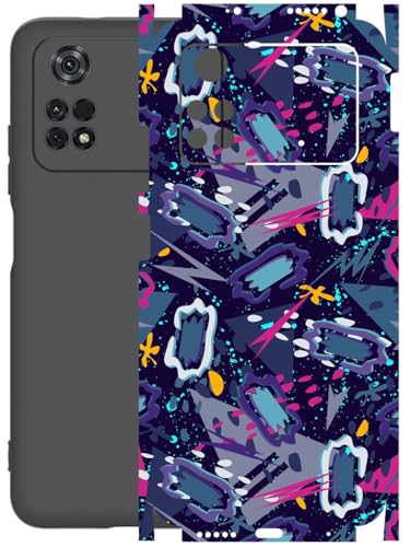 Image of AtOdds - Full Body Back Screen Guard Protector Film - Lamination Wrap Skin Sticker Compatible with Poco M4 PRO (4G) | Scratchproof Matte Finish (Abstract)