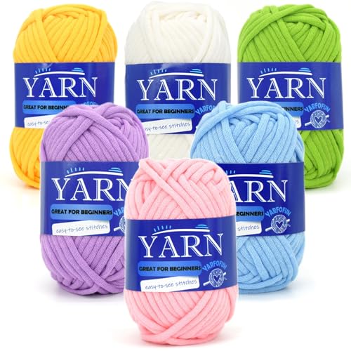 6 Pack Beginners Crochet Yarn Blue Green Pink...