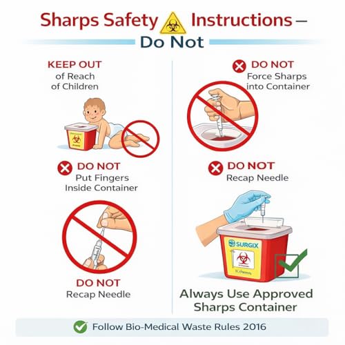 Image of Sharps Containers | Bio-hazard | Bio-Medical Sharps Container Puncture Proof Box (1.5 Liter) 1 Piece