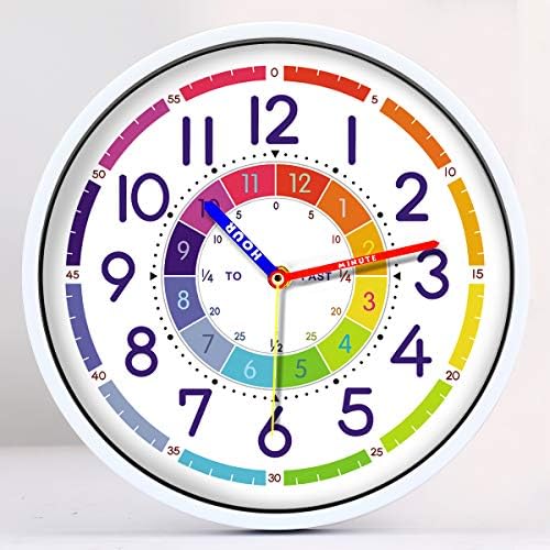 Wristart Time Teaching Clock 12 Inch Silent Wall Clock for Kids Learning Time, Silent Non-Ticking Quartz Decorative Wall Clock for Teacher's Classrooms Or Children's Bedrooms