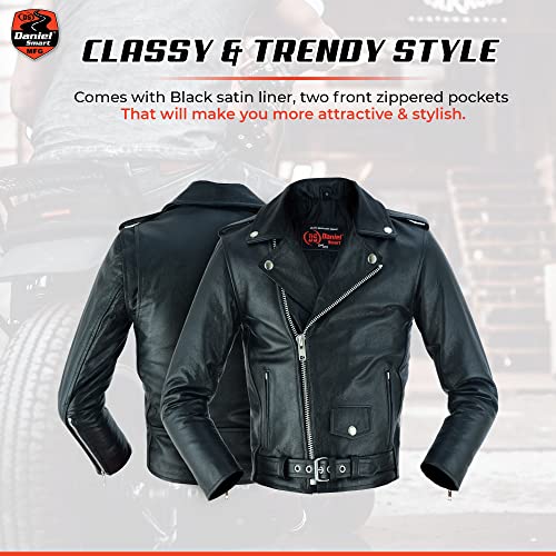 Daniel Smart Kid’s leather Jacket - Premium Leather Material Kid’s Jacket with Unique Plain Sides Design and Multiple Pockets3