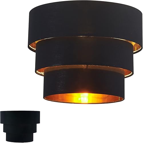 Pantallas de lámpara para lámparas de pie, lámpara de repuesto de lámpara colgante de iluminación, pantalla de tela de tambor de 3 niveles con lino