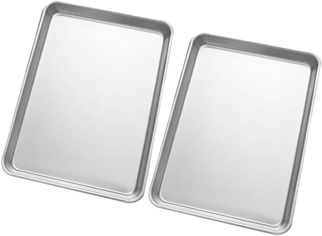 2pcs Aluminum Alloy Baking Pans Non-stick Rectangle Baking Tray for Cakes Cookies Toast Bakeware for Use Oven