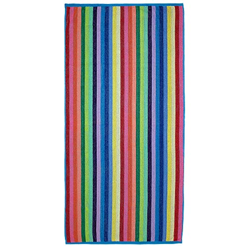 Kaufman - Soft Yarn Dye Cotton Oversized 30In X 60In Highly Absorbent Quick Dry Brightly Colored Classic Multi-Color Stripe Beach ,Pool And Bath Towel (4) #TOP2