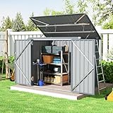 SOLIGEL 3'x6' Storage Shed, Outdoor Trash Can Storage Bike Shed, Waterproof Garbage Can Organizer with Chain Lid, Outdoor Storage Clearance for Patio, Garden, Backyard, Dark Grey