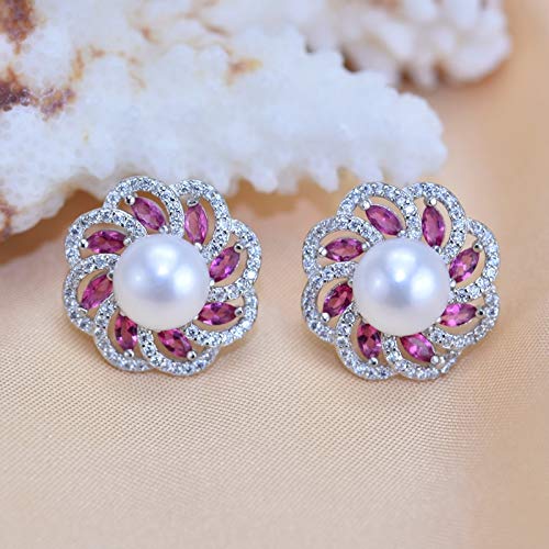 Orecchini di perle vere vere per le donne Orecchini di diamanti gioielli in argento 925 con perle d'acqua dolce naturali di alta qualità