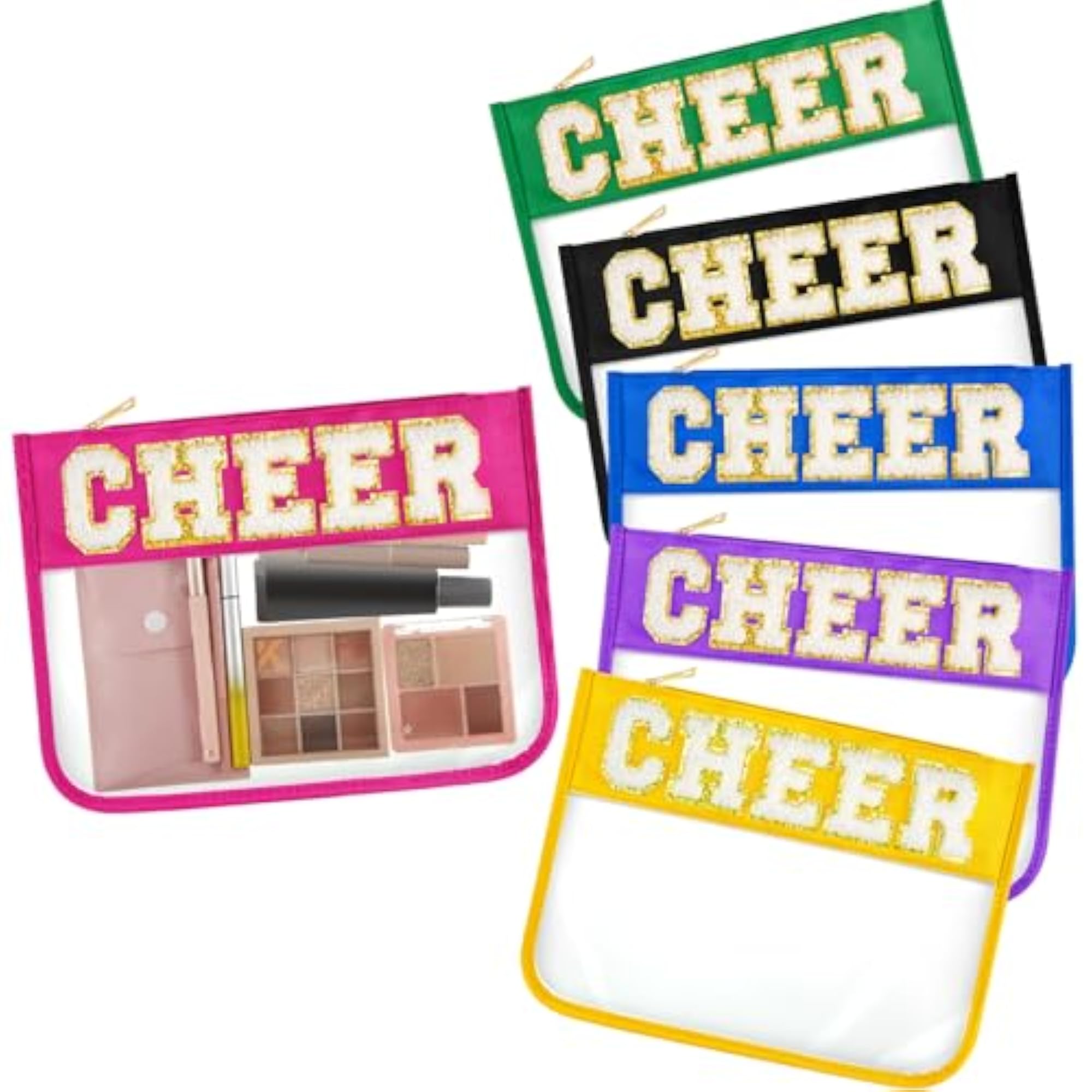6 Pcs Cosmetic Cheer Bag with Chenille Letter Patches