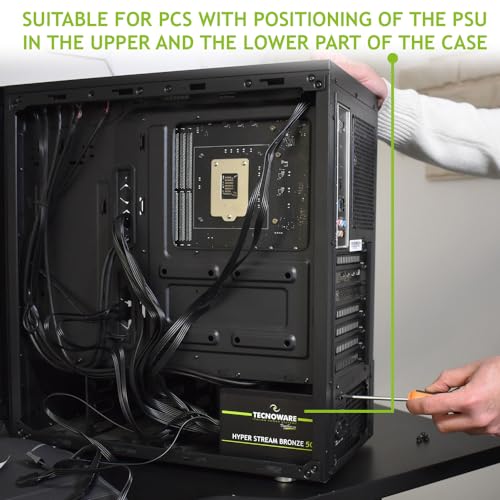 Tecnoware Alimentatore ATX Hyper Stream Bronze 500W per PC, Ventola Silenziosa 12 cm, 1 connettore 24 Poli, 1 connettore 12 V 4+4 Poli, 1 connettore 6+2 PCI-E, 2 connettori Molex, 4 connettori SATA - Alimentatore - Immagine 3