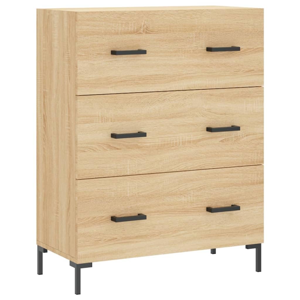 Cómoda con 3 cajones moderna armario auxiliar de madera estrecho aparador de roble Sonoma