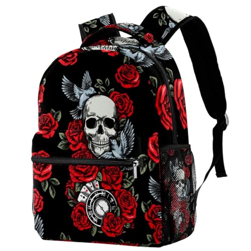 Sac à dos d'école multicolore aux roses rouges de dimensions 29.4x20x40cm pour ados