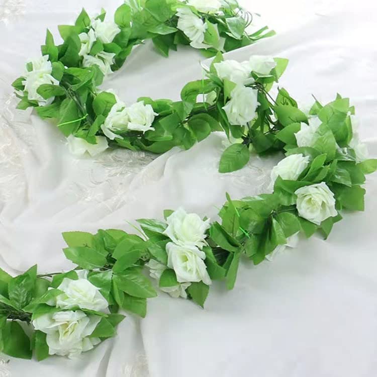 RuspelaFlower Garlands, 5pcs 7.5ft Artificial Rose Garlands Silk Rose Vines Hanging Fake Flower Garland for Wedding Party Decor