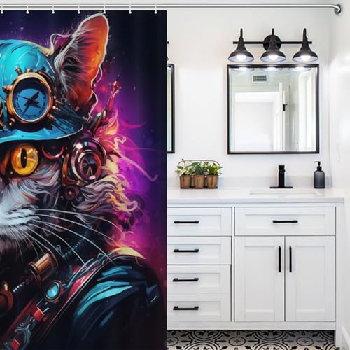 Rideau de douche de qualité supérieure en tissu lavable chat mignon