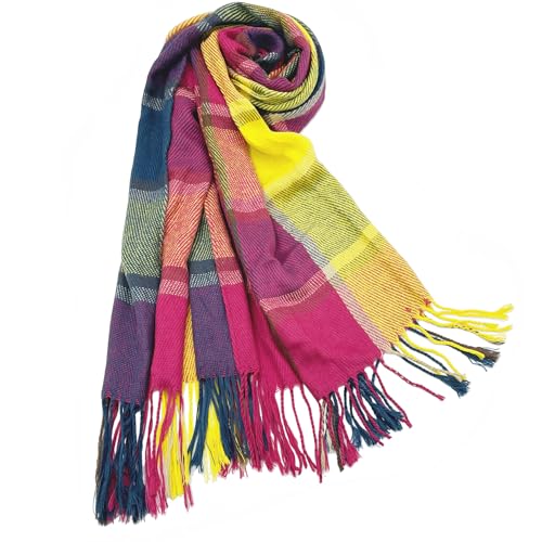 woogwin Winter Scarf for Women Cashmere Feel Plaid Warm Long Blanket Scarves Big Grid Pashmina Shawls and Wraps4