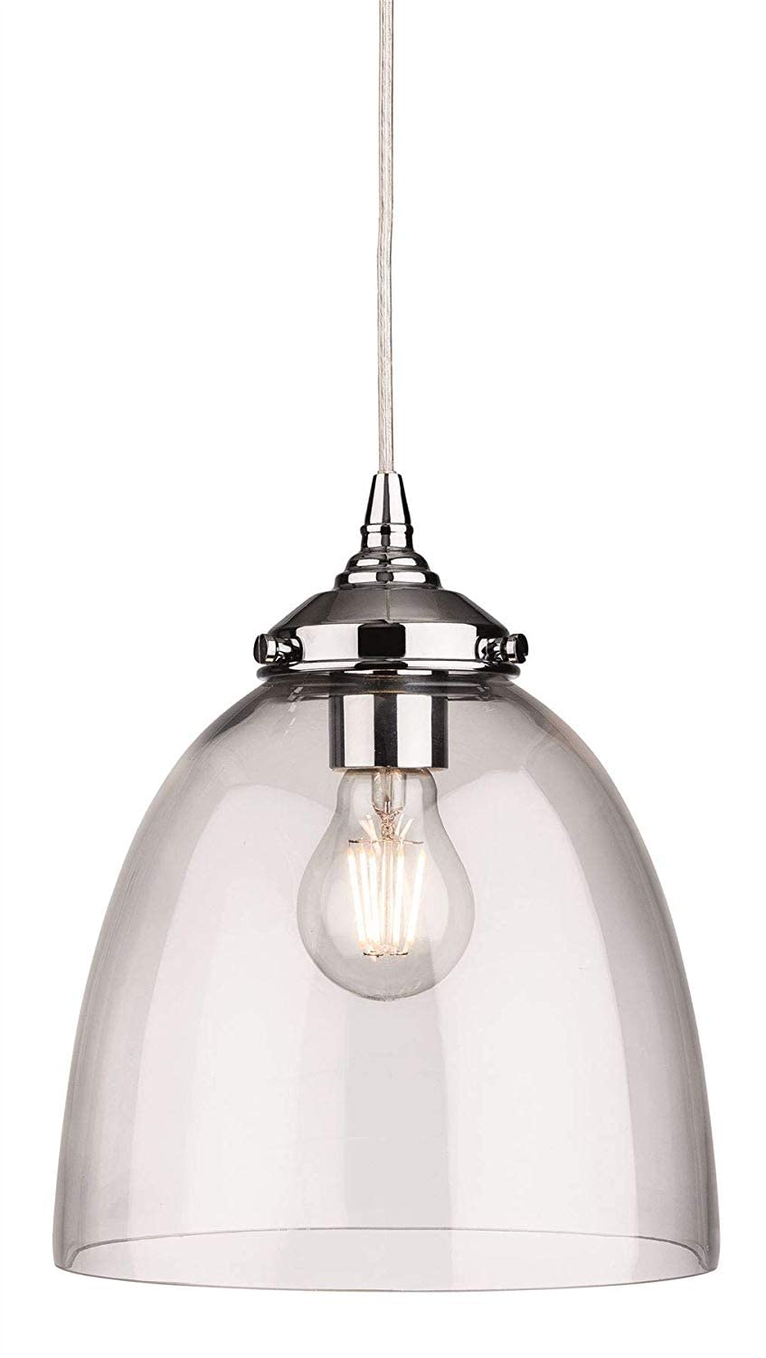 Firstlight Seville - 1 Light Dome Ceiling Pendant Chrome with Clear Glass, E27