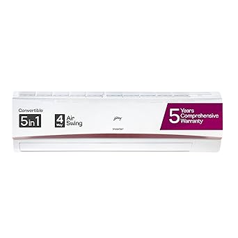 Godrej 2 Ton 5 Star, 5 Years Comprehensive Warranty, AI Powered, 5-In-1 Convertible Cooling, 4 Way Air Swing, Heavy Duty Cooling At 52°C, Inverter Split AC (Copper, EI 24LINV5R32-WWR, White) - image, photos