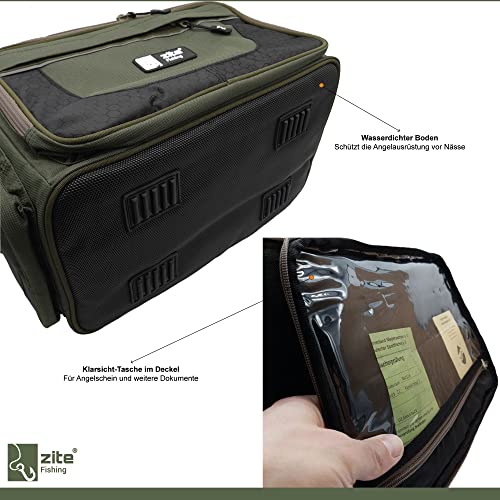 Zite Fishing Angeltasche mit Boxen Groß – Umhängetasche als Angelkoffer-Rucksack Alternative mit 4 Köder-Boxen – Bild 6