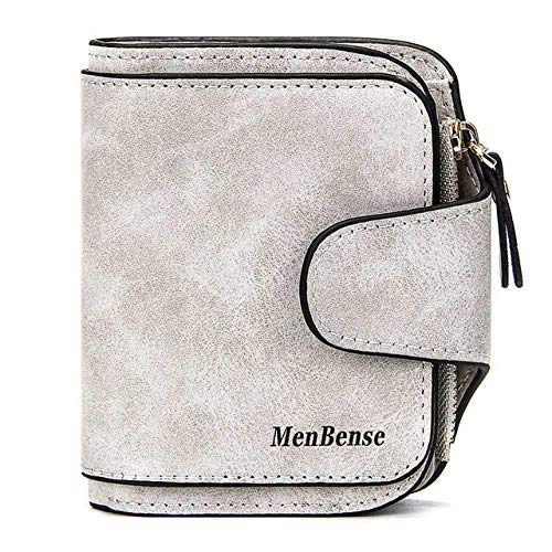 Preisvergleich Produktbild Unbekannt YZJH Brieftasche Dame Druckknopf Reißverschluss Kurze Kupplung Brieftasche Solide Brief Mode Kleine Weibliche Geldbörse Kurze Geldbörse Vintage Matte Frauen Brieftasche, Grau