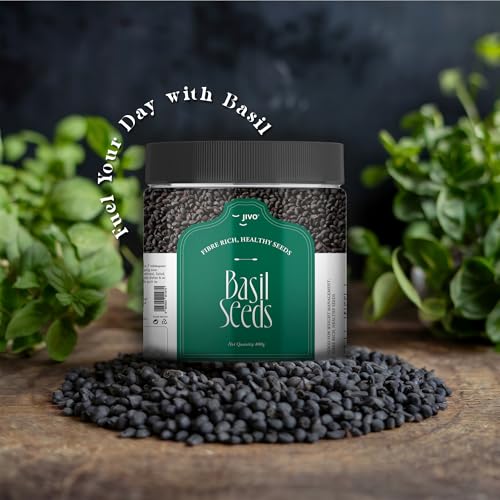 Image of Jivo Raw Basil Seeds for Weight Loss | Sabja Seeds, Tukmaria Seeds | High in Fiber, Omega-3 & Nutrients | Ideal for Smoothies, Drinks, and Baking | 100% Natural, Vegan, Gluten-Free - 800g