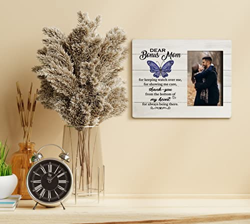 To Bonus Mom Gifts Picture Frame, Thank You From The Bottom Of My Heart, Tabletop Picture Frame Plaque Gift, Grateful Gift For Stepmom, Mother's Day/ Thanksgiving/Christmas/Birthday Gift For Step Mom #TOP3