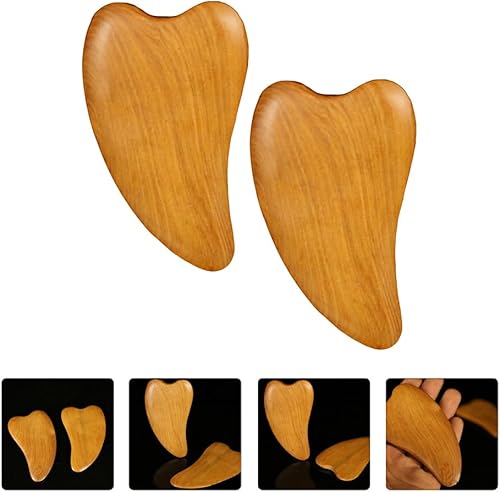 EXCEART 2 herramientas de masaje para raspar de madera en forma de corazón de madera para raspar la cara facial cuidado del cuerpo herramienta