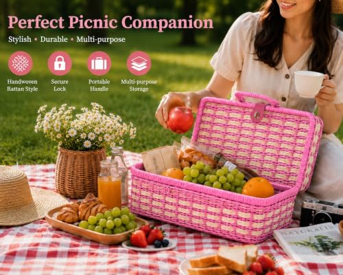 Image of ABS Hard Shell Cosmetic Travel Hand Luggage Portable Carrying Makeup Case Suitcase Organizer Box Vanity Mini Suitcase Small Accessory Bag, 30 cm, No Wheels (Wowen Pink)