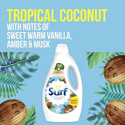 Surf Coconut Bliss Concentrated Liquid Laundry Detergent infused with natural essential oil for fresh and clean washing 5x 1.62 L (300 washes) - Image 5