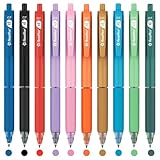 FLEXOFFICE 10-Count Assorted Colors Retractable Ballpoint Pens 0.7mm, Pastel Color Barrels with Soft Contoured Grip|Christmas Gifts for Coworkers, Teachers, Friends