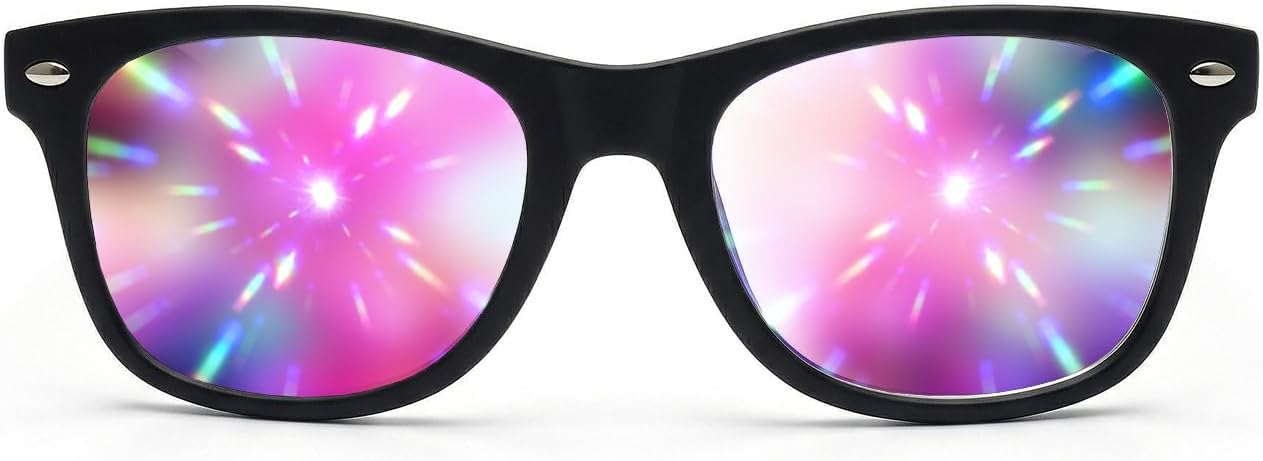 Ultimate Diffraction Glasses - Matte Black - 3D Prism Rainbow Effect - Great Edm, Festival, Concert, Fireworks, Christmas Lights, and Rave Accessory - Matte Black Frames