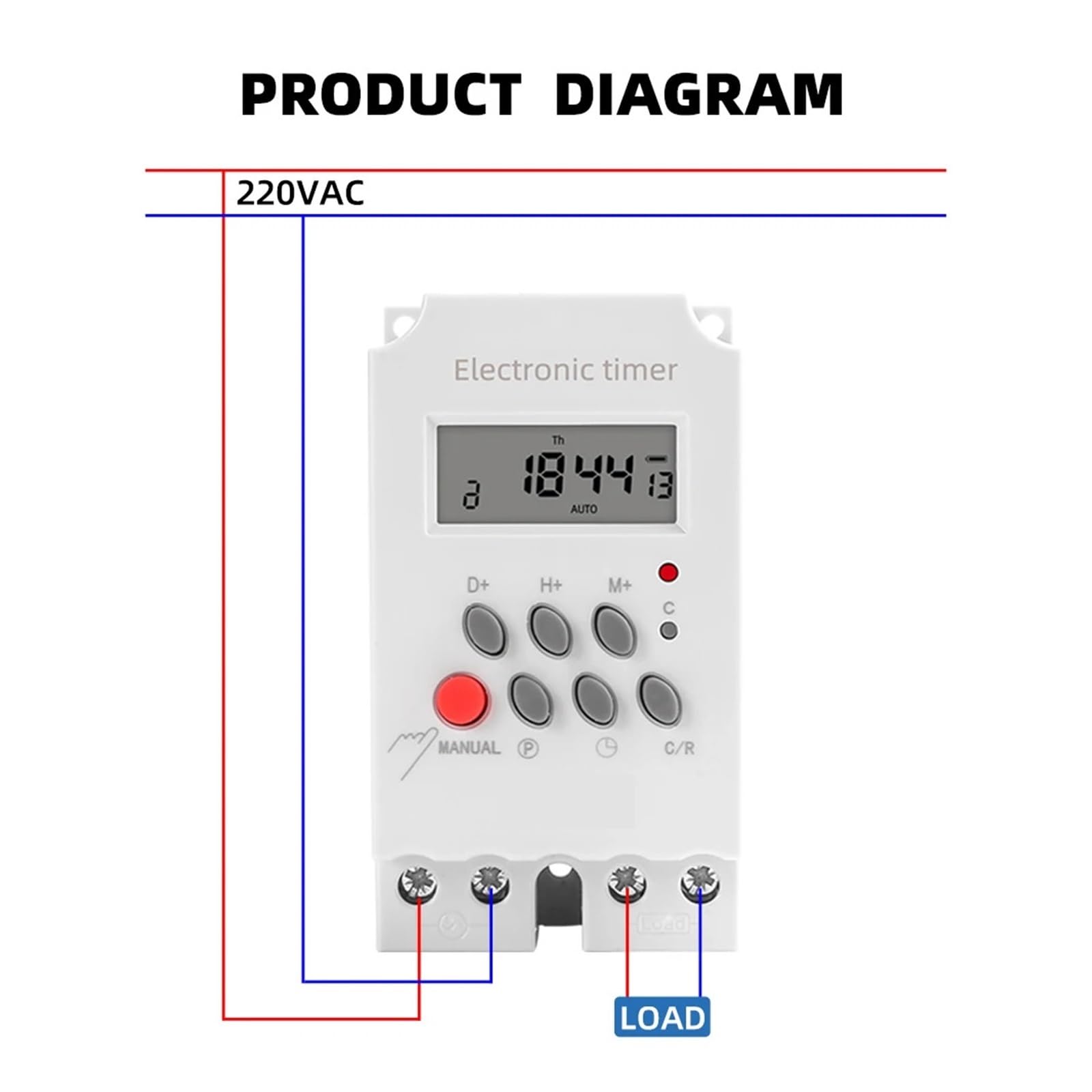 Temporizador de iluminación electrónico Digital Diario y semanal, 25 A, CA, 220 V, 230 V, 7 días, programable, relé de Interruptor de Tiempo, Carga Alta